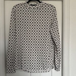 Lands' End White Tee with Gray Dot Print